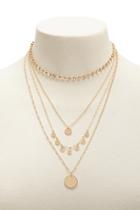 Forever21 Layered Disc & Rhinestone Chain Necklace