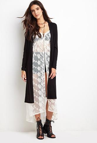 Forever21 Ribbed Knit Longline Cardigan