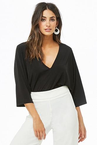 Forever21 V-neck Dolman Bodysuit
