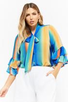 Forever21 Plus Size Multicolor Pussycat Bow Shirt