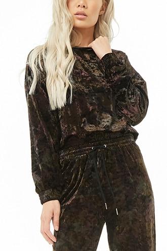 Forever21 Crushed Velvet Camo Top