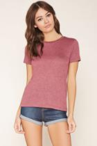 Forever21 Women's  Wine Heathered Knit Tee