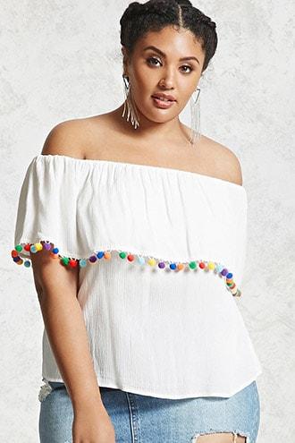 Forever21 Plus Size Pom Pom Top