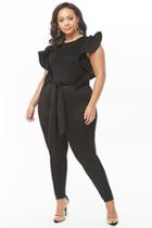 Forever21 Plus Size Belted Ruffle-trim Jumpsuit