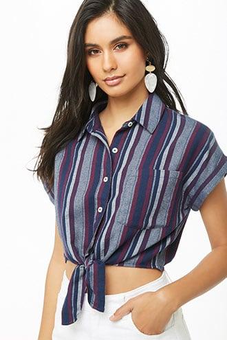 Forever21 Brushed Multicolor Striped Shirt