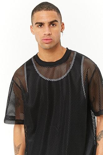 Forever21 Drop-shoulder Mesh Tee