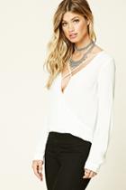 Forever21 Women's  Ivory Strappy Surplice Top