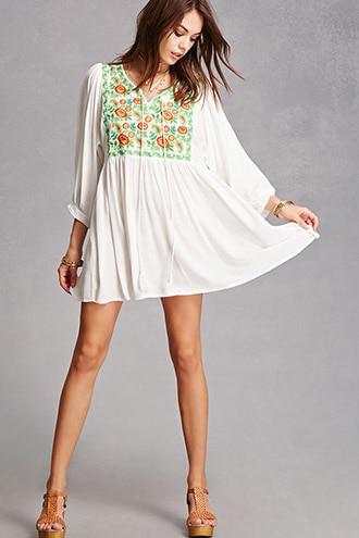Forever21 Velzera Floral Embroidered Tunic