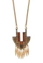 Forever21 Faux Stone Longline Necklace (antic.g/brick)