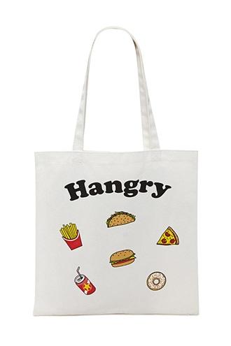 Forever21 Hangry Graphic Canvas Tote