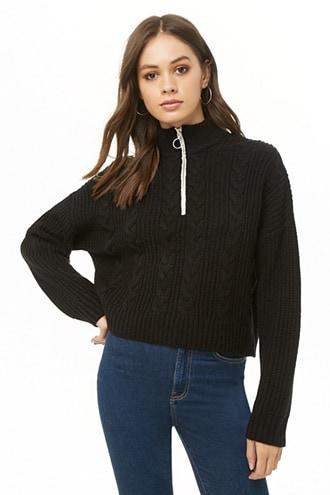 Forever21 Cable Knit Pull-ring Pullover
