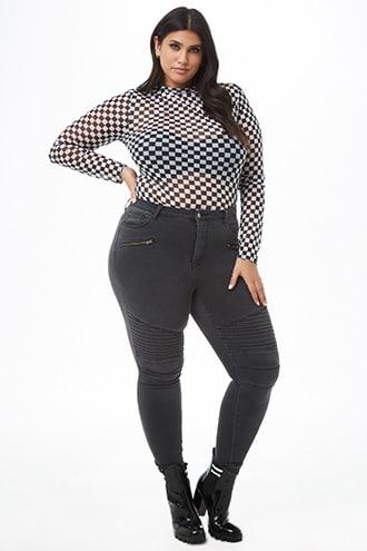 Forever21 Plus Size Super Skinny Ankle Moto Jeans