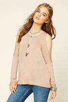 Forever21 Women's  Taupe Heathered Open-shoulder Top
