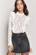 Forever21 Sheer Floral Crochet Lace Ruffle Top