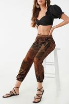 Forever21 Leaf Print & Tribal-inspired Ankle Pants