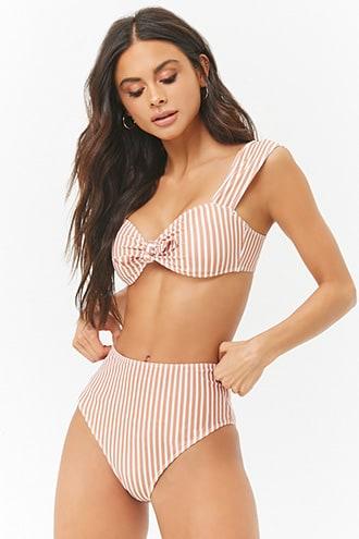 Forever21 High-waisted Striped Bikini Bottoms