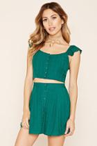 Forever21 Women's  Button Front Crop Top