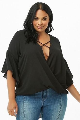 Forever21 Plus Size Crepe Crisscross Surplice Top