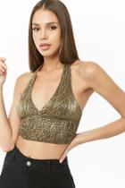 Forever21 Metallic Ribbed Halter Top