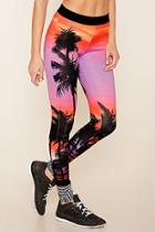 Forever21 Women's  Active Sunset Print Leggings