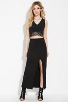 Forever21 Women's  Black High-slit Midi Skirt