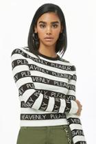 Forever21 Heavenly Pleasures Graphic Striped Sweater