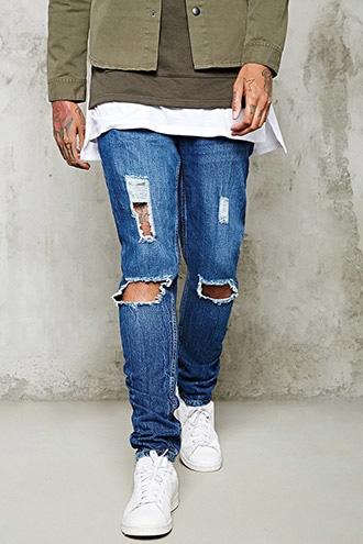 Forever21 Distressed Slim-fit Jeans
