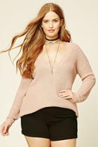 Forever21 Plus Women's  Dusty Pink Plus Size V-neck Sweater