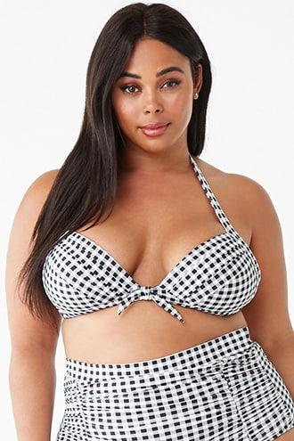 Forever21 Plus Size Gingham Print Bikini Top