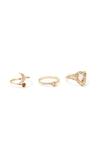 Forever21 Rhinestone Moon Ring Set