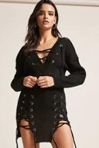 Forever21 Ribbed Knit Lace-up Sweater Dress