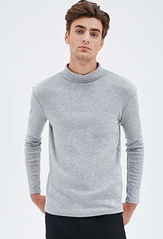 21 Men Heathered Turtleneck Shirt Heather Grey X-small