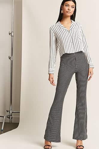 Forever21 Stripe High-rise Flare Pants