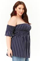 Forever21 Plus Size Striped Smocked Off-the-shoulder Top