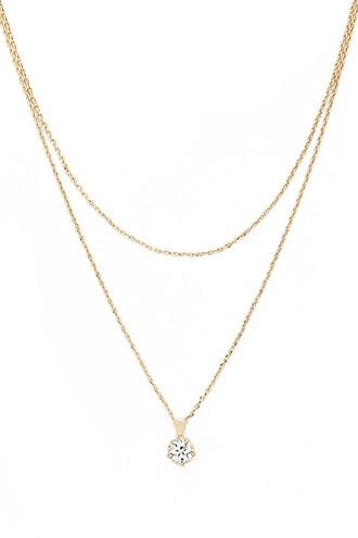 Forever21 Layered Cubic Zirconia Solitaire Necklace