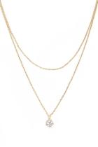 Forever21 Layered Cubic Zirconia Solitaire Necklace
