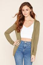Forever21 Plus Women's  Olive Cotton-blend Cardigan