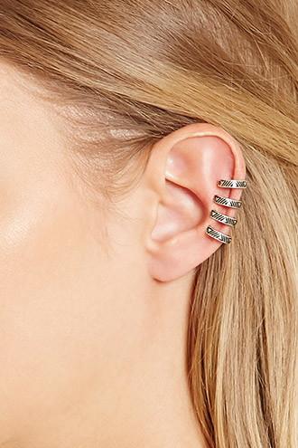 Forever21 B.silver Cutout Ear Cuff Set