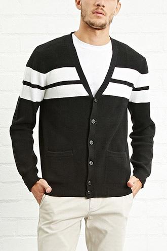 21 Men Men's  Varsity-stripe Cardigan
