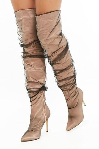 Forever21 Mesh Stiletto Over-the-knee Boots