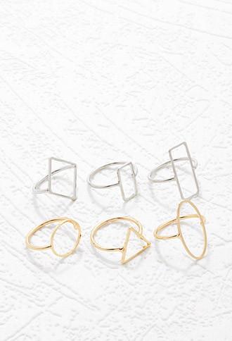 Forever21 Geo Shapes Ring Set (gold/silver)