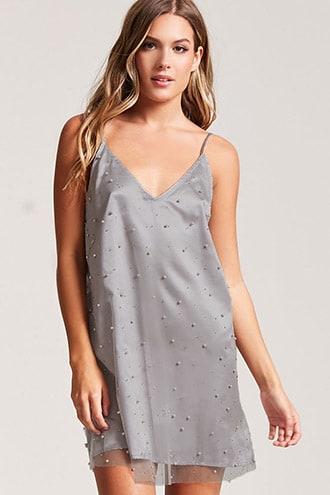 Forever21 Faux Pearl Mesh Mini Dress