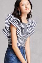 Forever21 Pinstripe Flounce Top