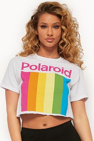 Forever21 Polaroid Graphic Cropped Tee