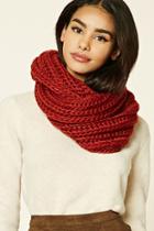Forever21 Burgundy Ribbed Knit Infinity Scarf