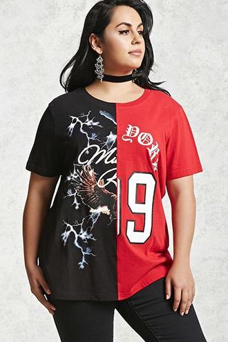 Forever21 Plus Size Split Graphic Tee