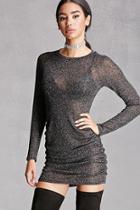 Forever21 Women's  Black & Silver Metallic Ruched Bodycon Dress