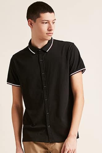 Forever21 Stripe-trim Button Polo