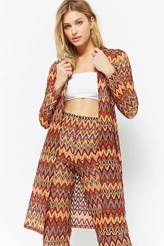 Forever21 Chevron Open-knit Cardigan
