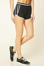 Forever21 Women's  Black & White Active Striped Dolphin Shorts